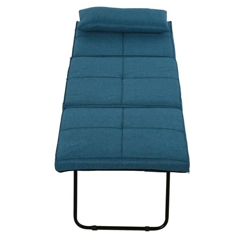 HOMCOM Brandina Pieghevole 2 in 1 con Cuscino, Trasformabile in Pouf o Letto Singolo con Schienale Regolabile, Blu