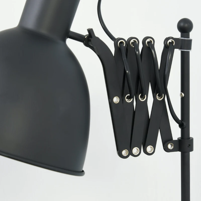 HOMCOM Lampada da Terra 140cm con Paralume Regolabile ed Estraibile, Base Rotonda, Interruttore a Pedale in Metallo Nero