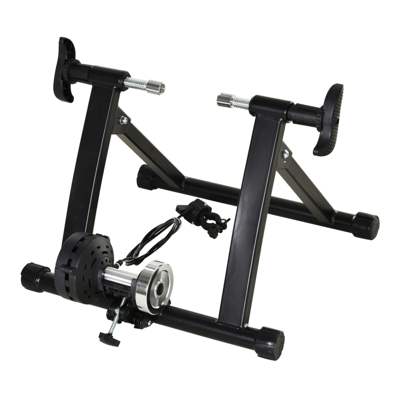 HOMCOM Rullo per Bici con 8 Livelli di Resistenza Magnetica, Pieghevole in Metallo Nero