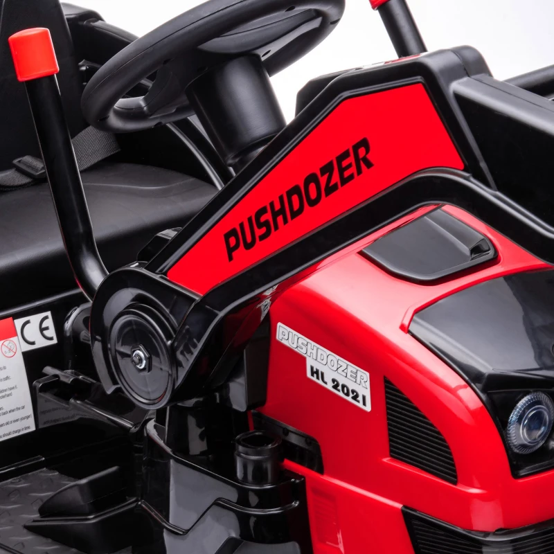 HOMCOM Tracteur électrique Enfant - tractopelle Enfants 6V - V. Max. 2,5 Km/h - Effets Lumineux sonores - Pelle Manuelle - métal PP Noir Rouge