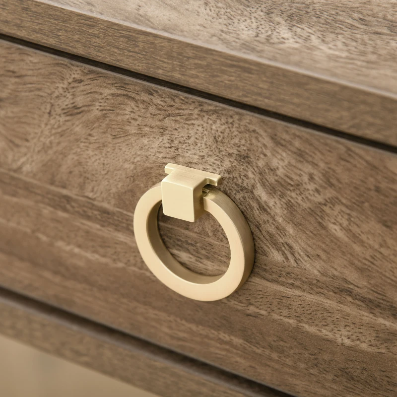 HOMCOM Tavolo Multiuso Scrivania Moderna e Toeletta con 2 Cassetti, in Metallo e MDF, 110x55x76cm Marrone e Oro