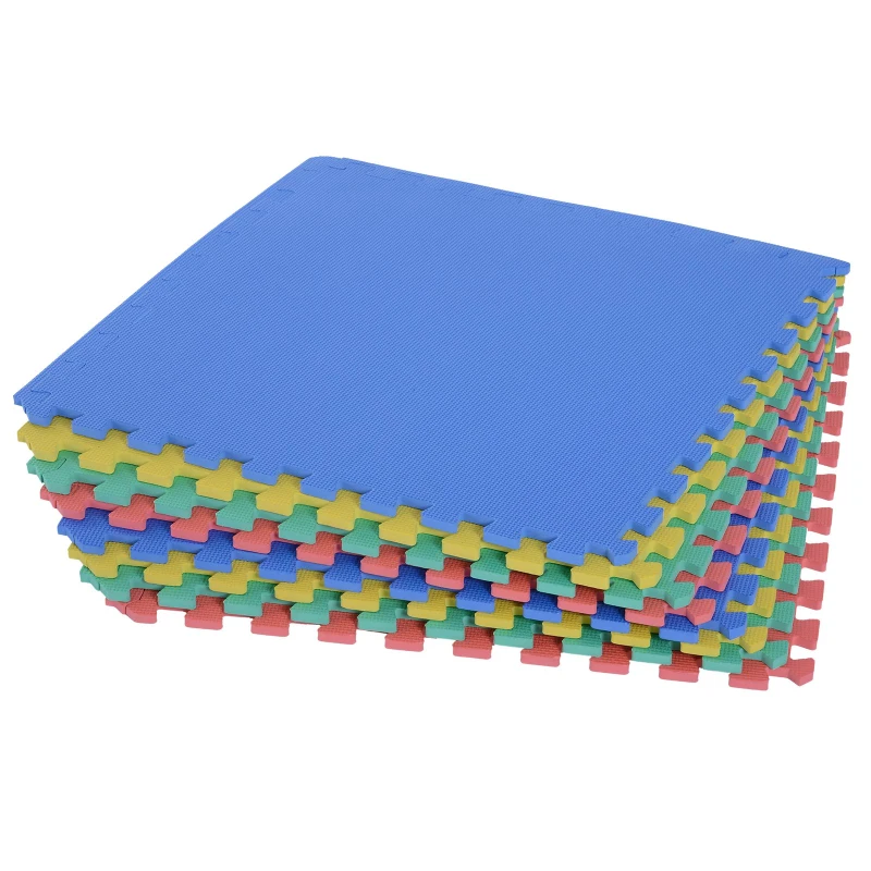 HOMCOM Tappeto Puzzle Gioco per Bambini Cameretta 32 Pezzi in EVA Morbido Ecologico Atossico Colorato 63×63cm