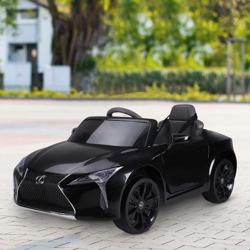 HOMCOM Coche Eléctrico para Niños +3 Años Automóvil LEXUS LC500 Control Remoto y Manual con Música Bocina y Faros Soporta Máx.30 kg 106x63x44 cm Negro