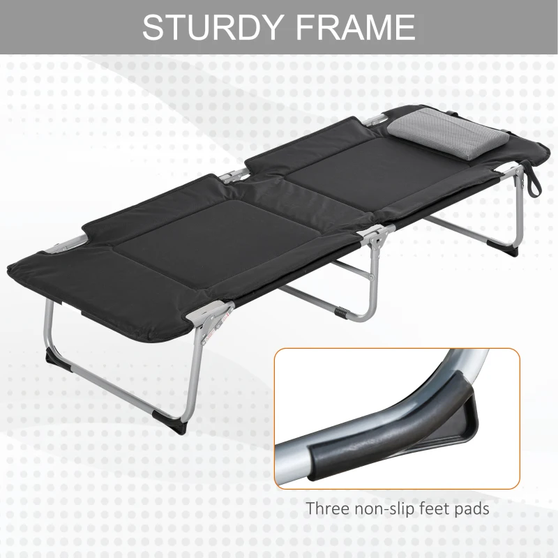 Outsunny Folding Camping Cot Sleeping Beds for adults Office Outdoor Hiking Portable, Black