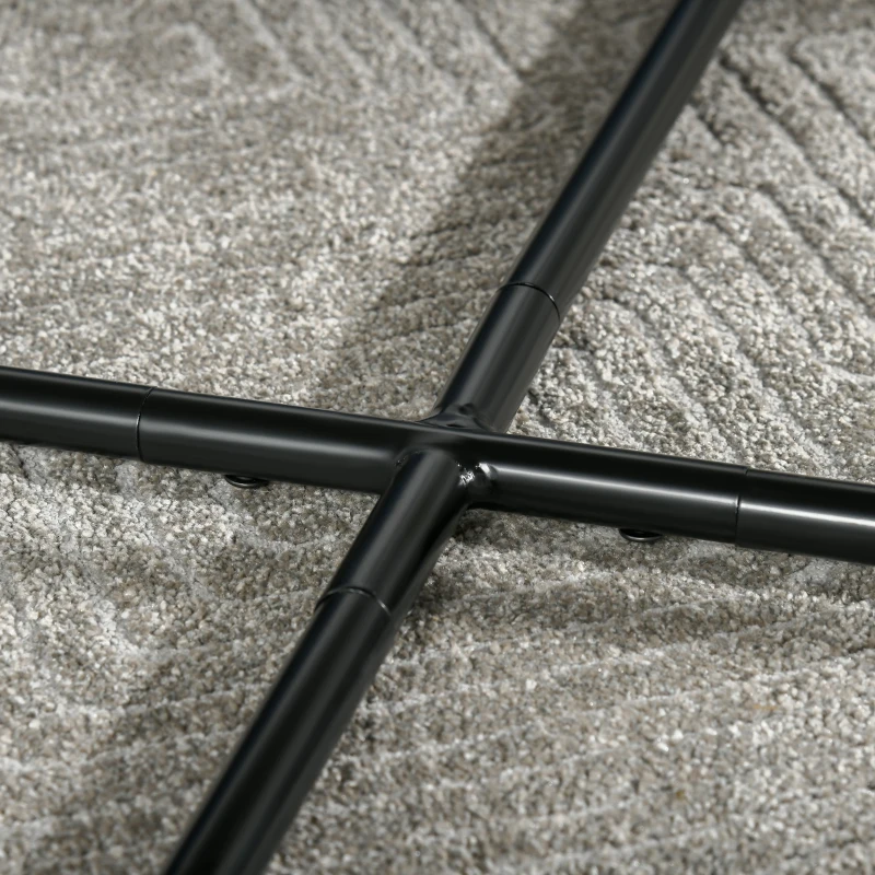 HOMCOM Table Basse Ronde Design dim. Ø 80 x 41H cm piètement croisé métal Noir Plateau MDF Effet béton ciré