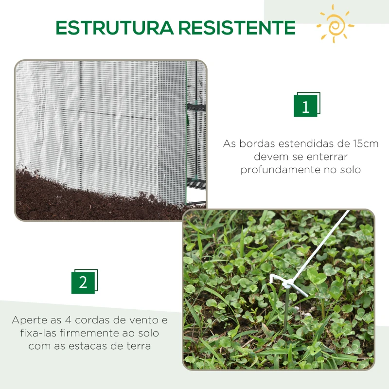 Outsunny Estufa de Jardim Estufa Caseira com 4 Prateleiras Porta Enrolável Cobertura de PE 140g/m² e Estrutura de Aço para Cultivos de Plantas Flores 120x186x190cm Branco