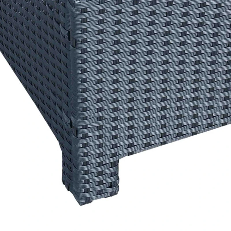 Outsunny Mesa de Centro de Jardín con Encimera de Cristal Templado de Ratán Sintético 85x50x39 cm Gris