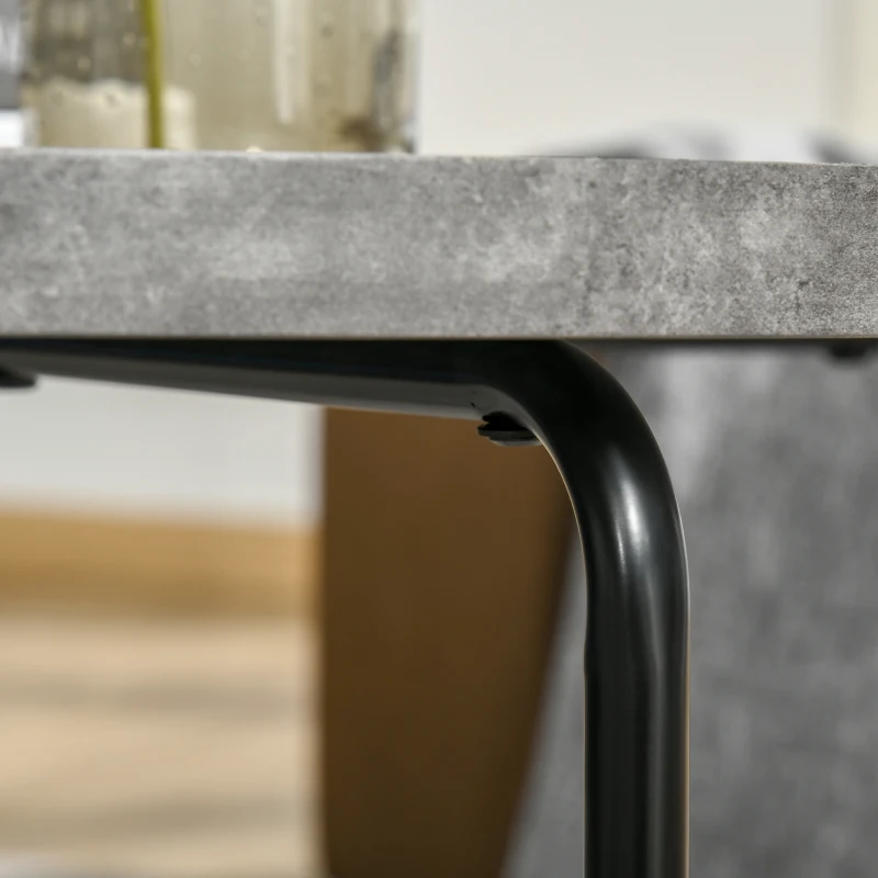 HOMCOM Table Basse Ronde Design dim. Ø 80 x 41H cm piètement croisé métal Noir Plateau MDF Effet béton ciré