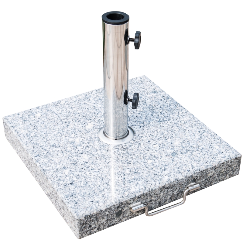 Pied/base de parasol granite gris poignée et roulettes compatible pied parasol Ø 34/38/48 mm
