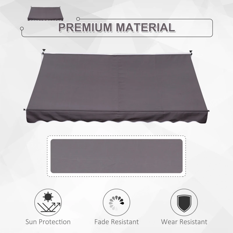 Outsunny Balcony 3 x 1.5m Manual Adjustable Awning DIY Patio Clamp Awning Canopy Grey