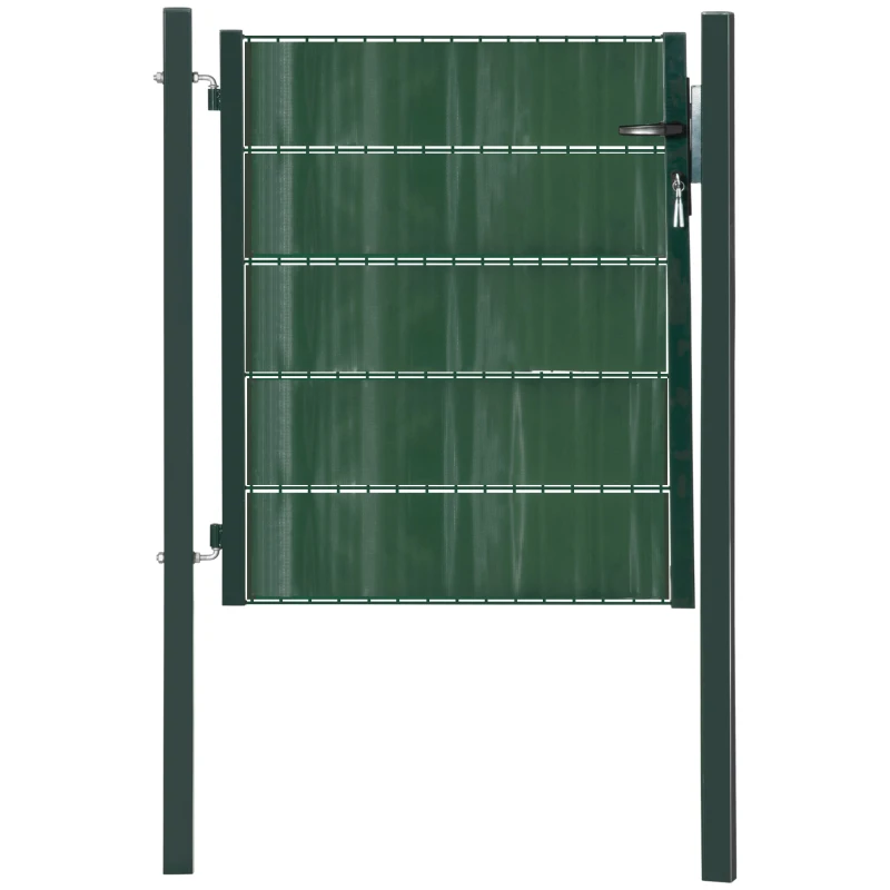HOMCOM Porta de Vedação de Jardim Aço com Tecido Opaco Maçaneta de Fechadura 3 3 Chaves Porta de Vedação para Exterior Pátio Terraço 97x150cm Verde