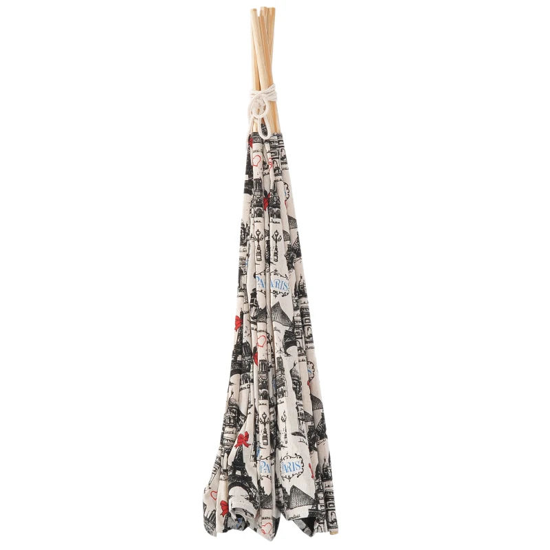 PawHut Portable Canvas Pet Teepee Tent Foldable Cat Bed Dog Puppy House Small Animal Play Kennels Removable Washable Cushion