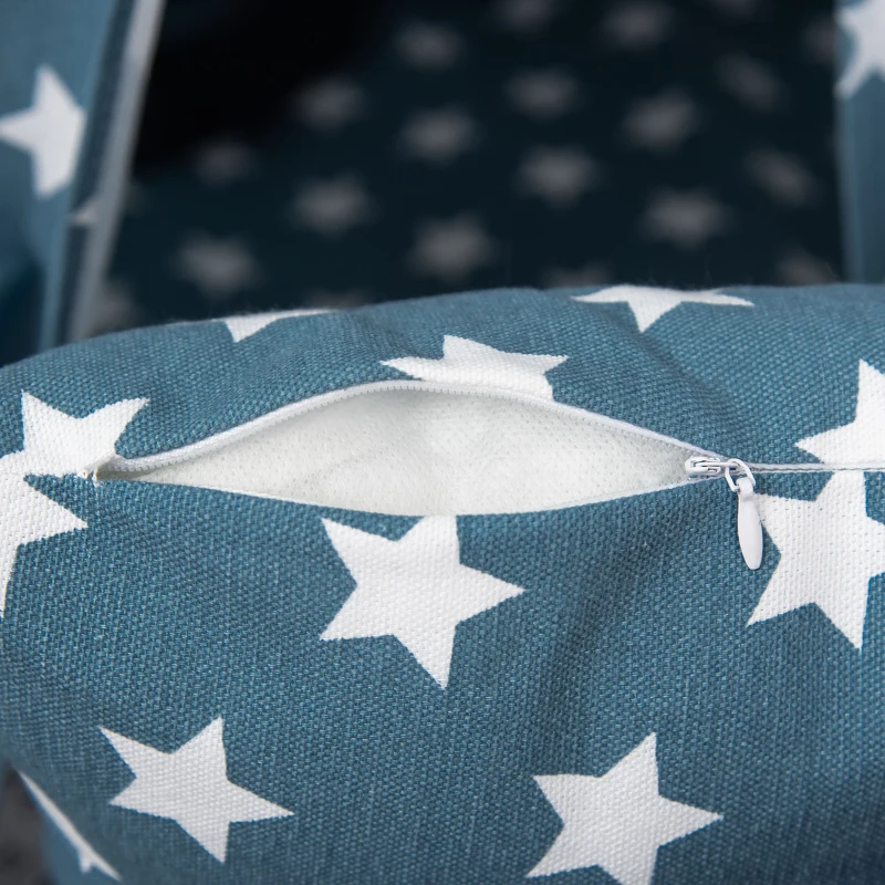 HOMCOM Namiot Tipi dla dzieci z matą podłogową i poduszką, niebieski + biały, 120 x 120 x 155 cm