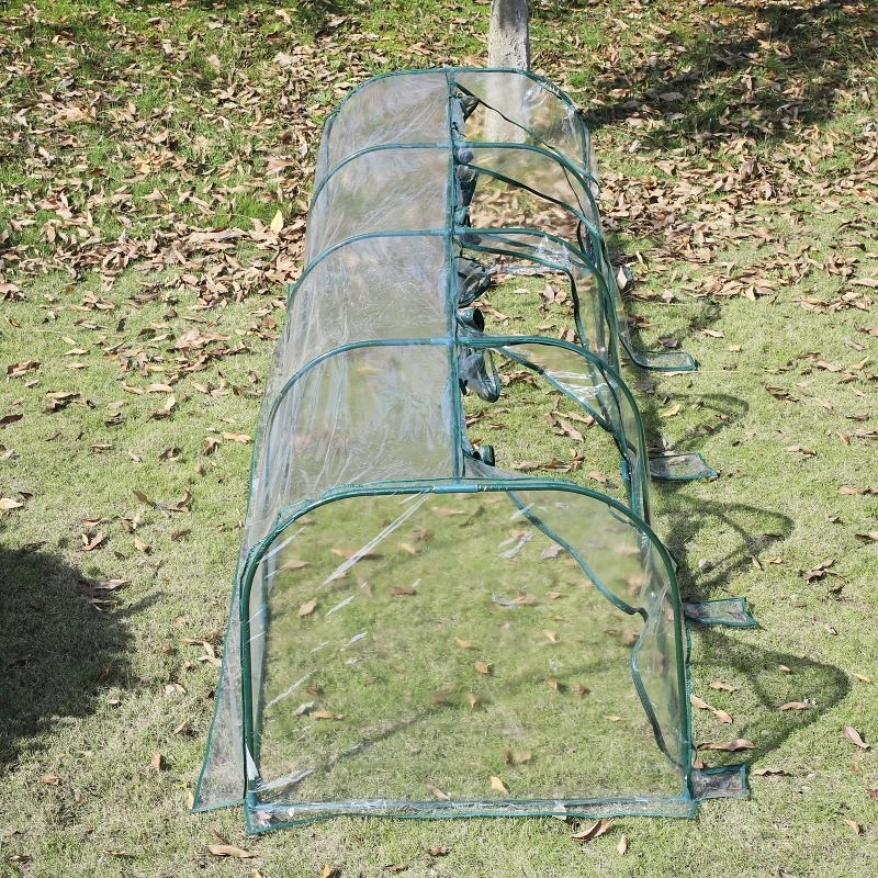 Outsunny PVC Tunnel Greenhouse Green Grow House Steel Frame for Garden Backyard with Zipper Doors 400x100x80 cm Transparent