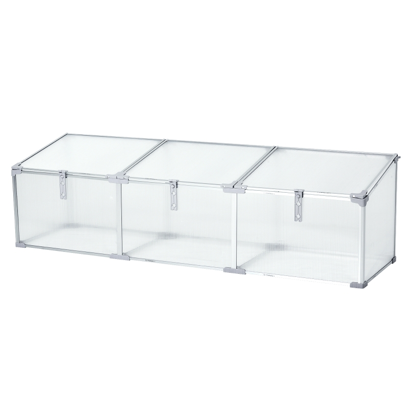Outsunny Outdoor Greenhouse Polycarbonate Grow House Flower Vegetable Plants Raised Bed Garden Aluminum Cold Frame 180 x 51 x 51 cm