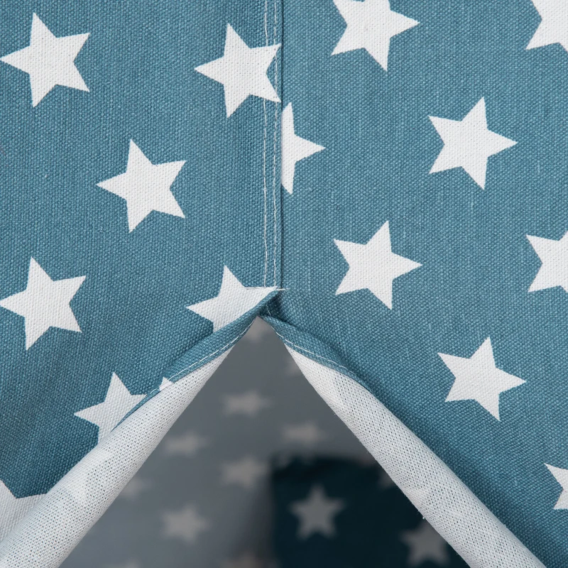 HOMCOM Namiot Tipi dla dzieci z matą podłogową i poduszką, niebieski + biały, 120 x 120 x 155 cm