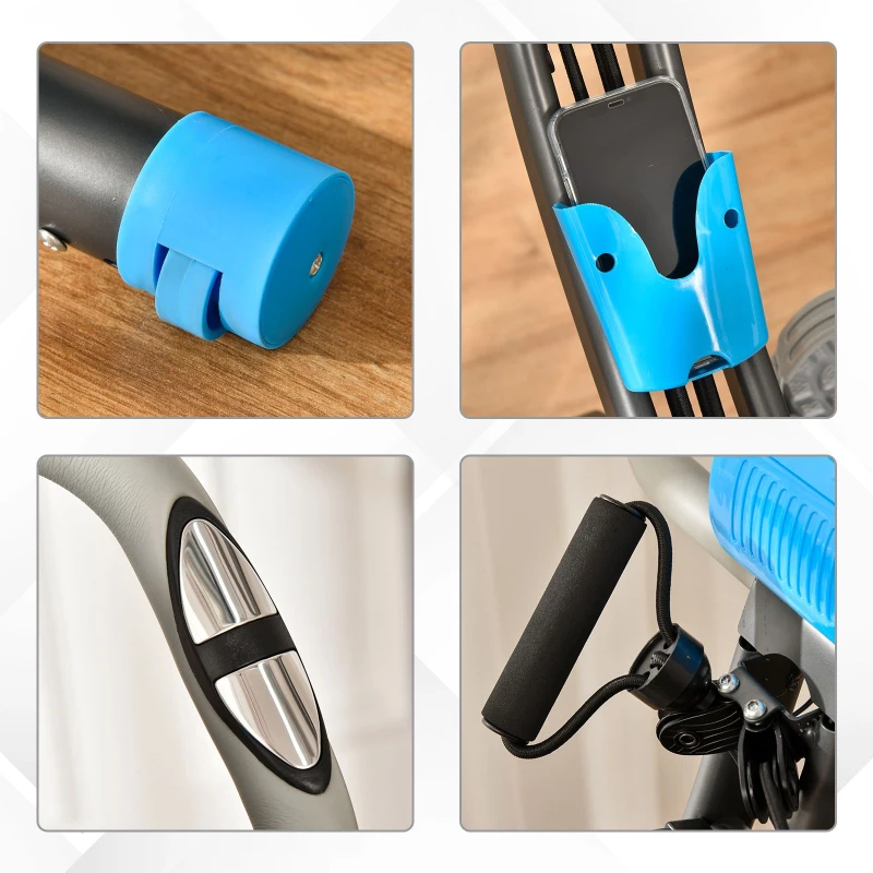 HOMCOM Bicicleta Estática Plegable con Altura y Resistencia Ajustables con Pantalla LCD y Asiento con Respaldo Peso máximo 120 Kg 97x51x115 cm Azul