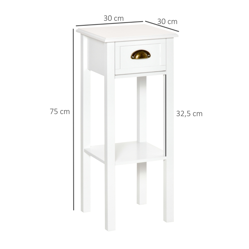 HOMCOM Table d'appoint style moderne 30x30x75 cm blanc