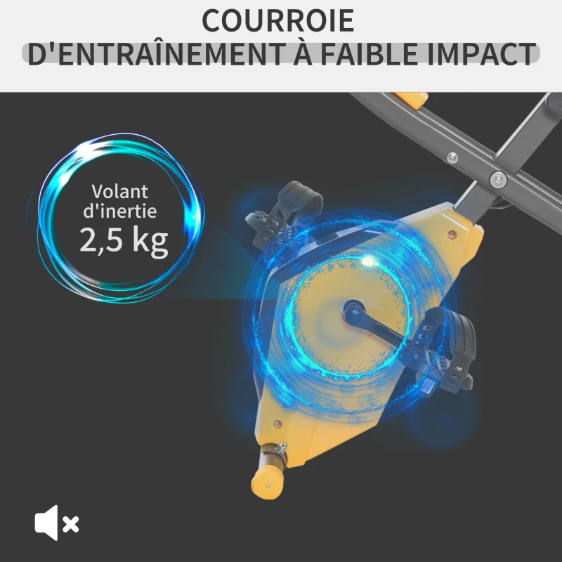 HOMCOM Bicicleta Estática Plegable con Altura y Resistencia Ajustables con Pantalla LCD y Asiento con Respaldo Peso máximo 120 Kg 97x51x115 cm Amarillo