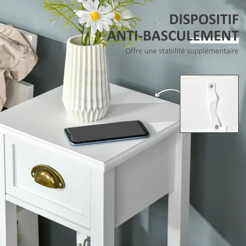 HOMCOM Table d'appoint style moderne 30x30x75 cm blanc