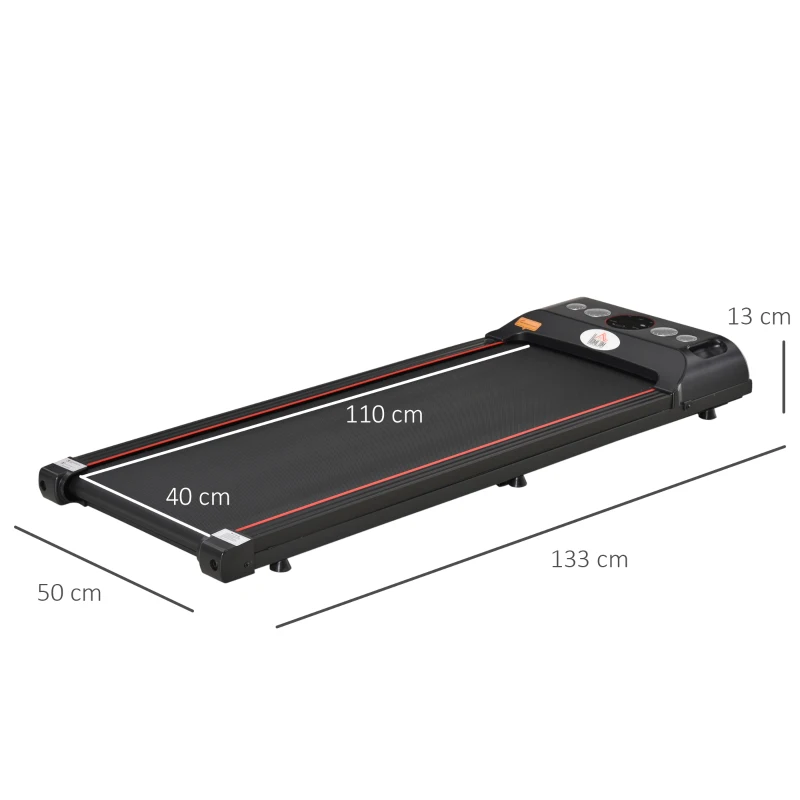 HOMCOM Caminadora eléctrica plegable Motor de 1-12 Km/h 500 W silencioso Pantalla LED 12 programas 2 portavasos Soporte para teléfono134 x 60 x 118 cm