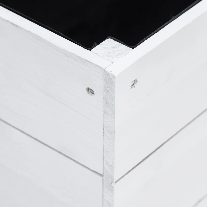 Outsunny Floreira com Treliça de Madeira Maciça com 4 Rodas Caixa de Plantio com Suporte para Plantas Trepadeiras e Malha Geotêxtil para Cultivos de Plantas Flores 76x30x155cm Branco