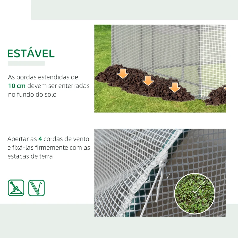 Outsunny Estufa de Jardim 143x143x195cm Estufa de Aço com 2 Prateleiras Porta e 2 Janelas Enroláveis para Cultivo de Plantas Vasos de Flores Pátio Exterior Branco