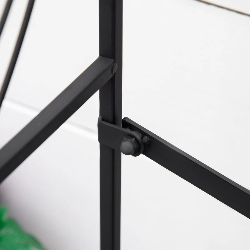 Outsunny Suport pentru Plante din Fier Forjat, Scara Suport pentru Ghivece pentru Exterior pe 3 Niveluri, Negru