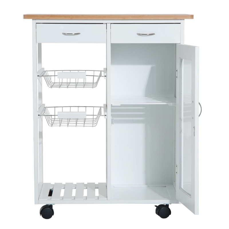 HomCom carucior cu roti bucatarie, lemn de pin, 70x37x85cm