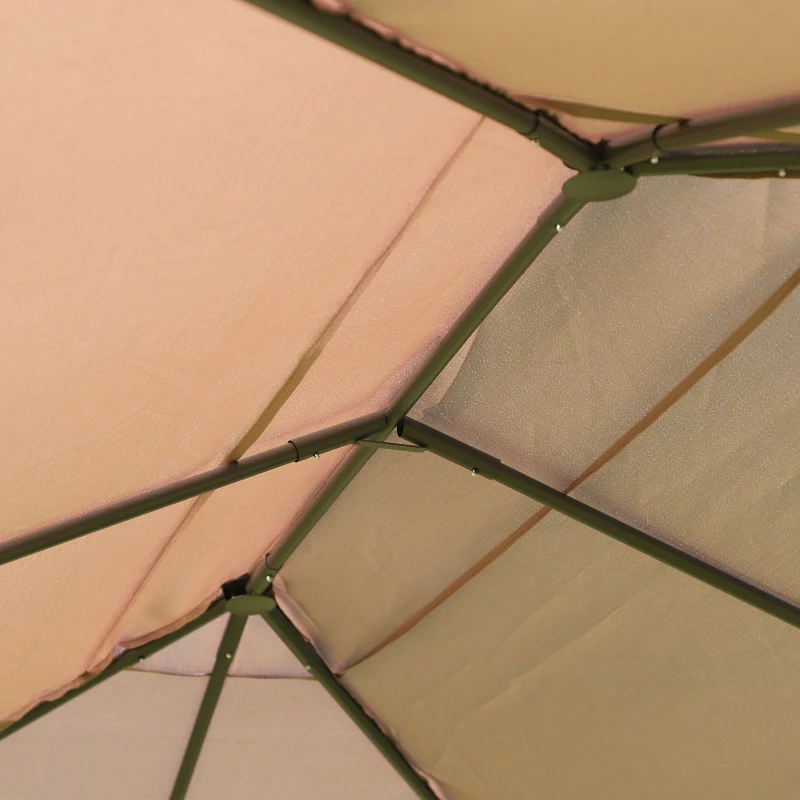 Outsunny Foișor de Grădină cu 6 Pereți Detașabili, Cadru Metalic și Țesătură din Poliester, 4x3x2,72 m, Bej