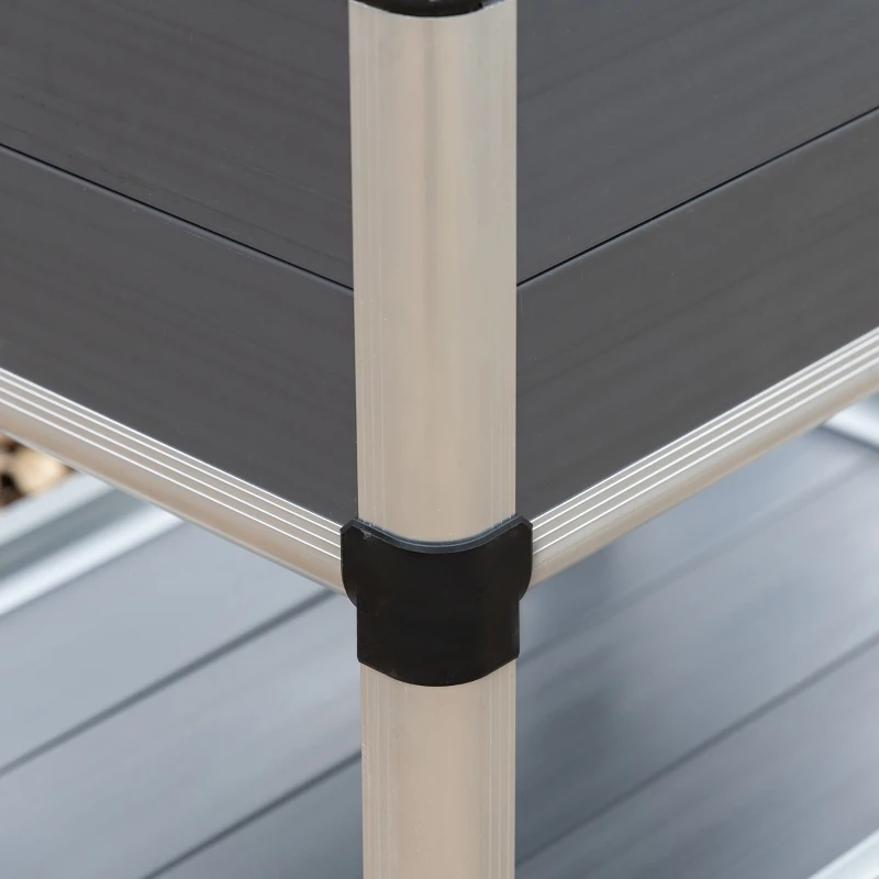 Outsunny Jardiniera inaltata cu mini sera din policarbonat si raft inferior din aluminiu si PVC, gri