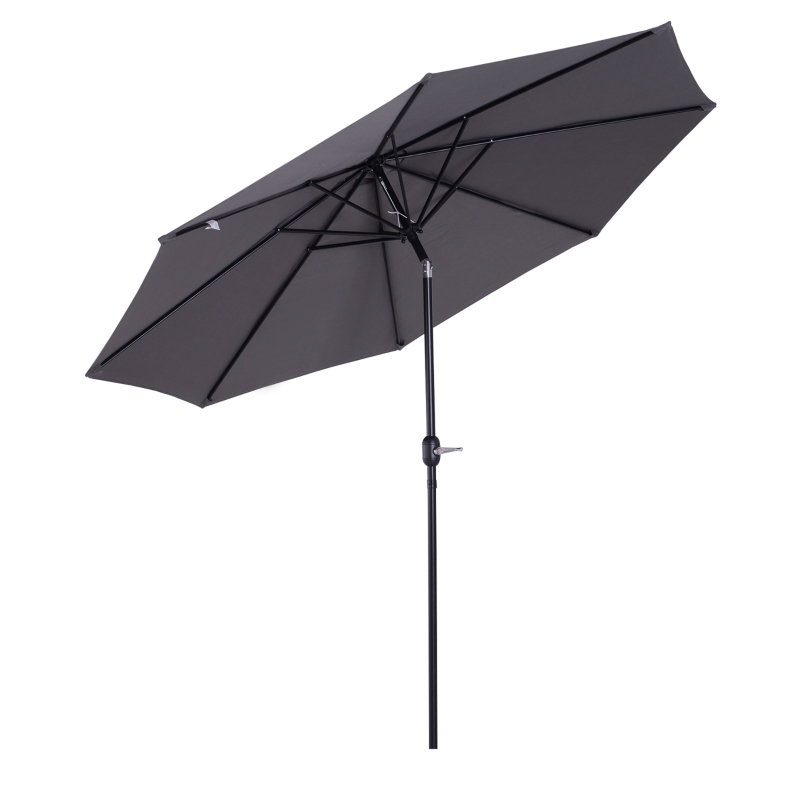 Outsunny Umbrela de Gradina Φ300cm care se Inclina cu Manivela din Metal si Poliester Gri Inchis
