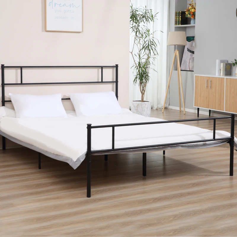Homcom Cadru Pat 140×200 cm – Otel cu Tablii Cap & Picioare