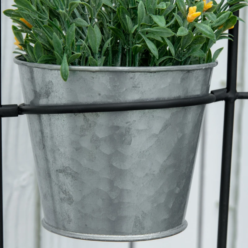 Outsunny Suport vertical pentru plante, pliabil cu 5 ghivece pentru exterior, din metal, 82x12.5x150cm, negru