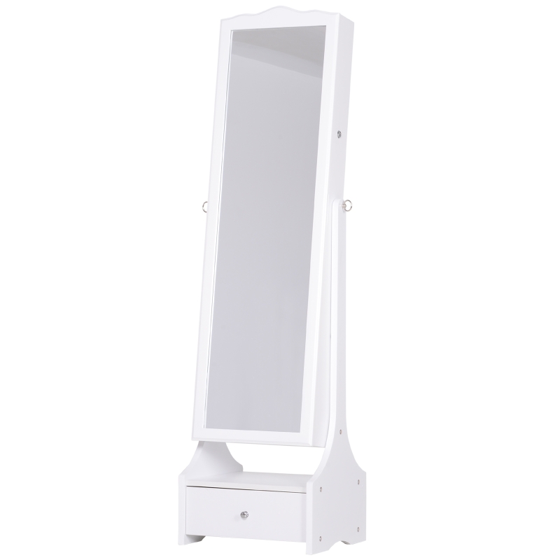 Homcom Dulap pentru Bijuterii Oglinda cu Lumini LED Alb 45x36x150cm