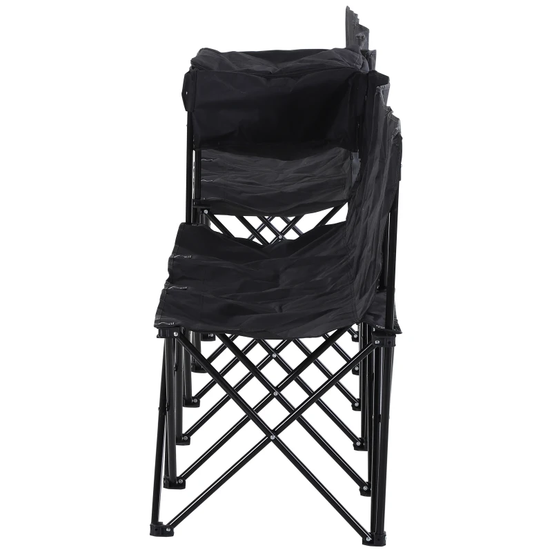 Outsuny Scaun Bancuta pentru Camping Pliabila 6 Locuri Negru 306cm x 48cm x82cm