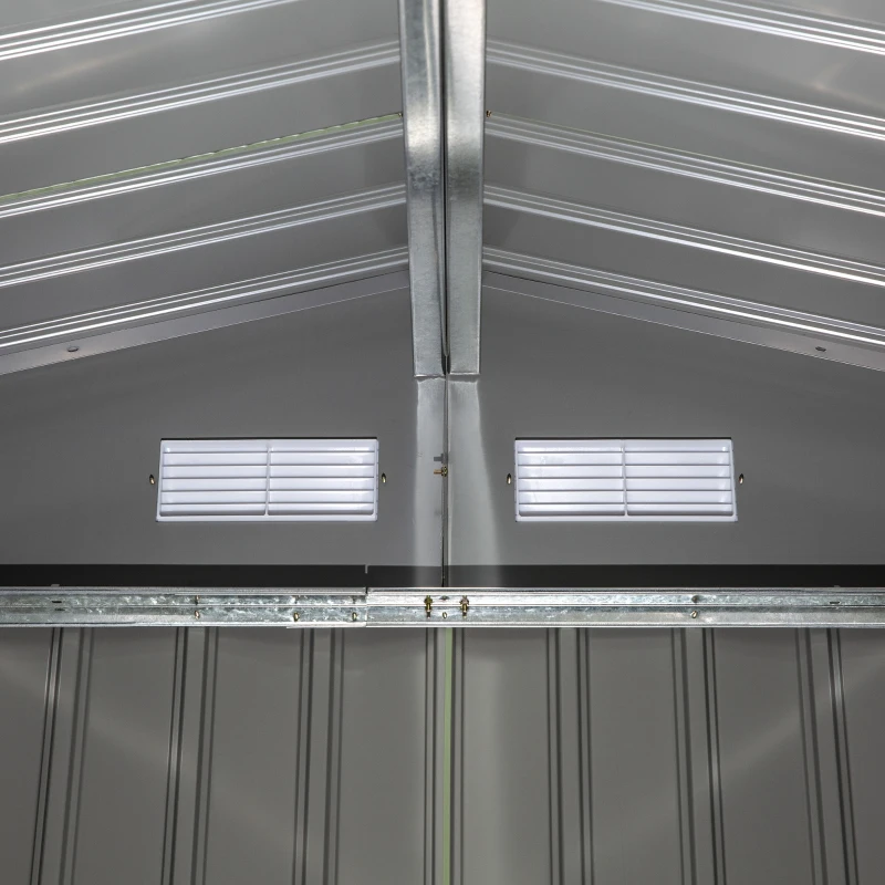 Outsunny Magazie de gradina 277 x 195 x 192cm cu usi glisante duble, 4 orificii de aerisire, din otel durabil, verde(m-8)