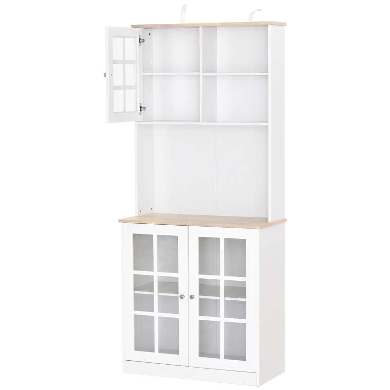 Buffet modern Homcom din lemn MDF alb cu 2 vitrine 80 x 37 x 183 cm