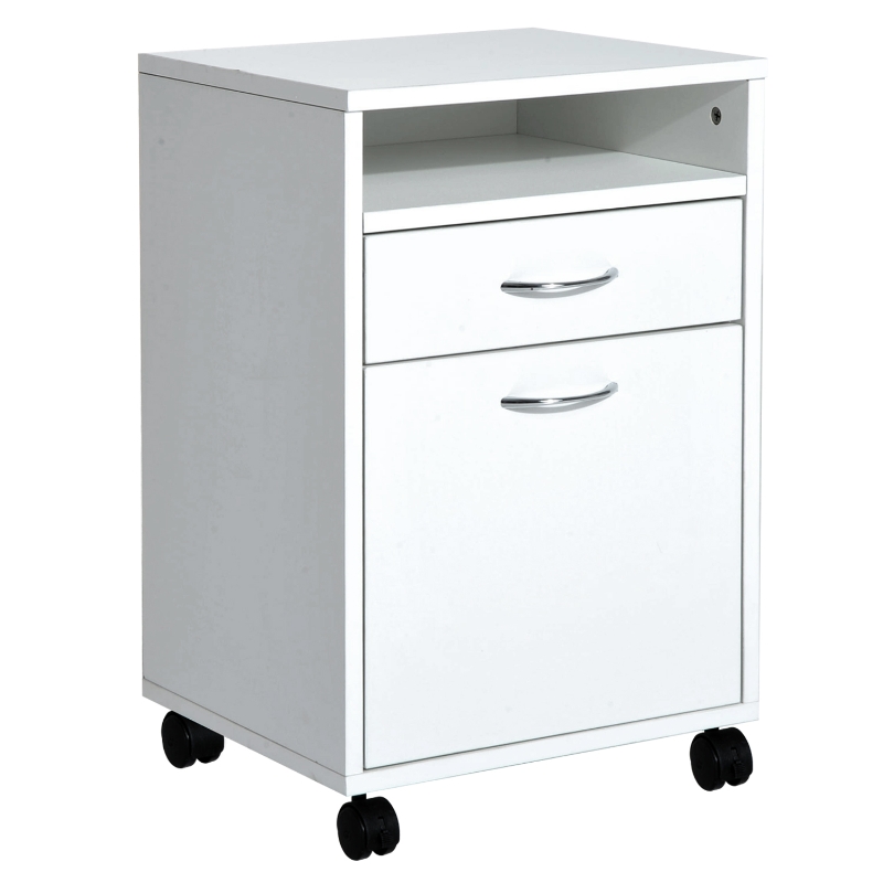 HomCom comoda pentru birou, cu roti, 40x35x60cm, alba