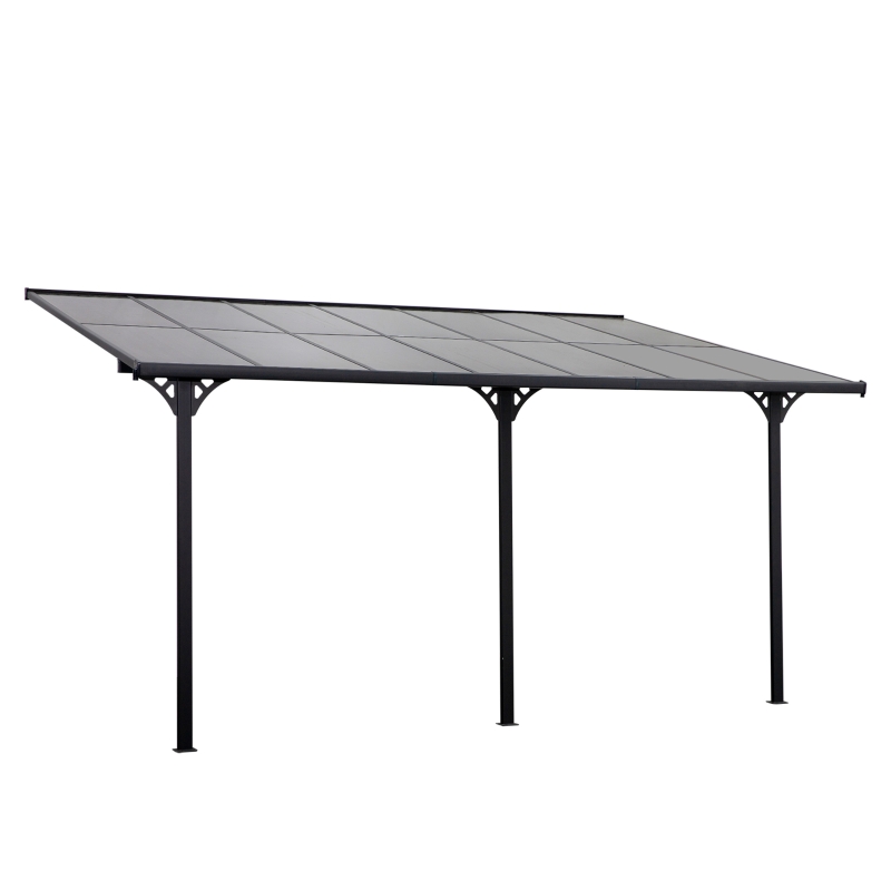 Outsunny Pergola montata pentru gradina din policarbonat si aluminiu, montare reglabila, gri
