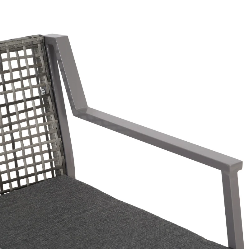 Outsunny Canapea bancuta de gradina 2 locuei in Rattan si aluminiu Gri 118 x 75 x 79 cm