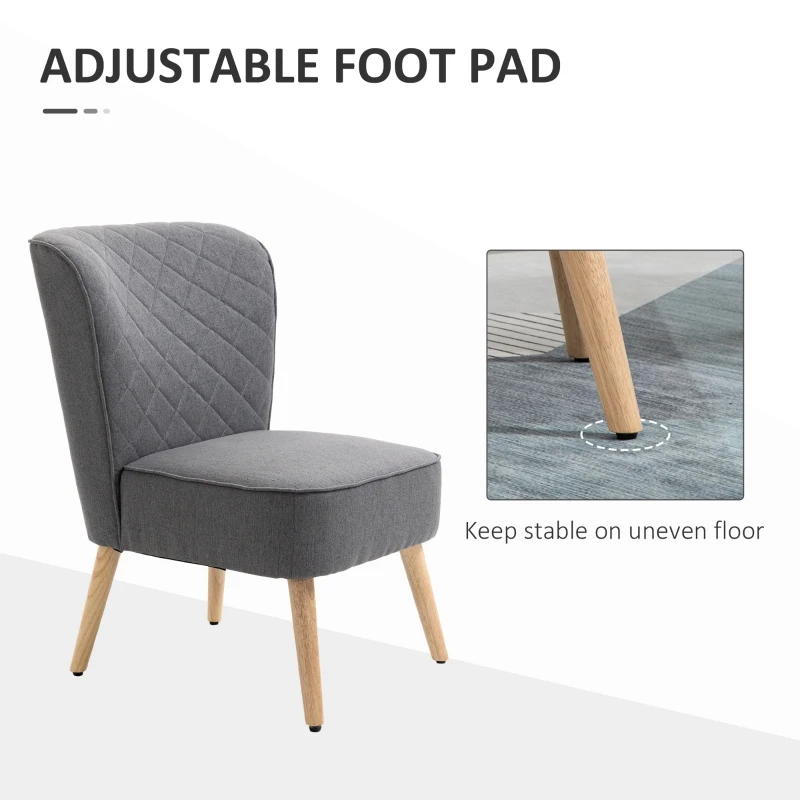 HOMCOM Scaun Capitonat cu Tapiterie Efect In din Lemn 61x69x85cm Gri