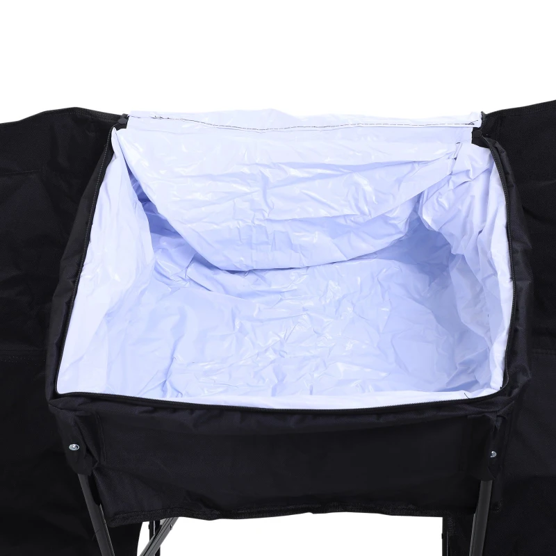 Outsuny Scaun Bancuta pentru Camping Pliabila 6 Locuri Negru 306cm x 48cm x82cm