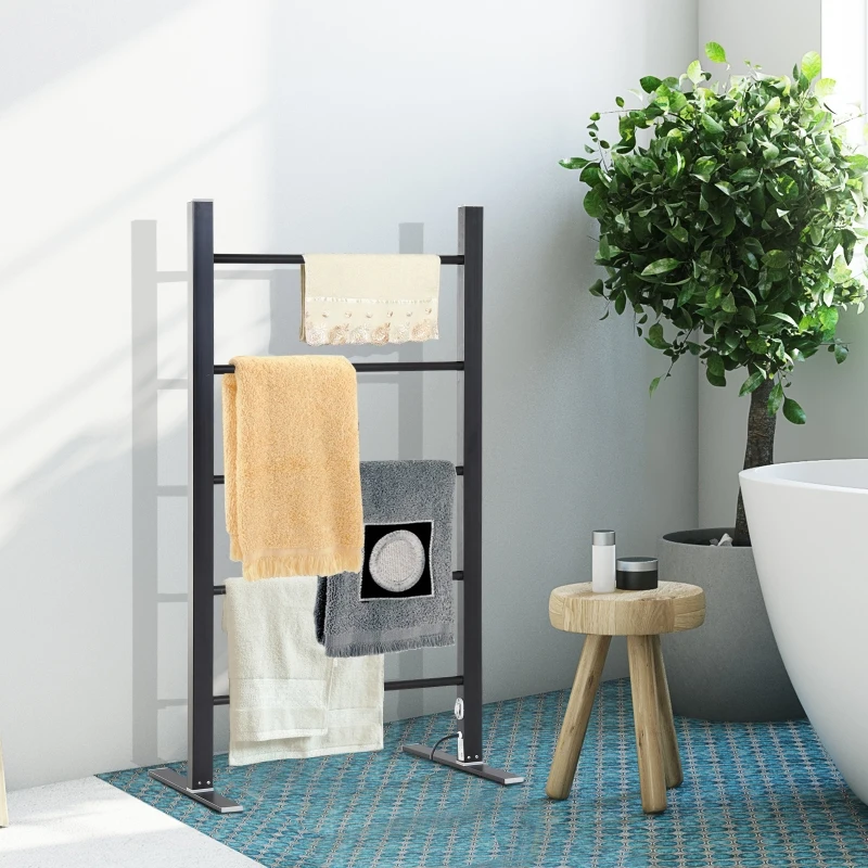 Homcom Sistem de uscat Prosoape Suport de Uscat Rufe Electric 100W Vertical cu 5 Axe, 58x39x105cm