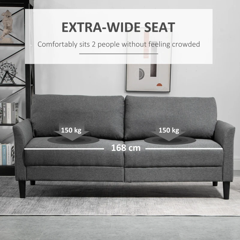 HOMCOM Canapea cu 2 locuri, moderna, din material textil cu efect in, cu brațe tapițate 191x79x87cm gri(m-4)