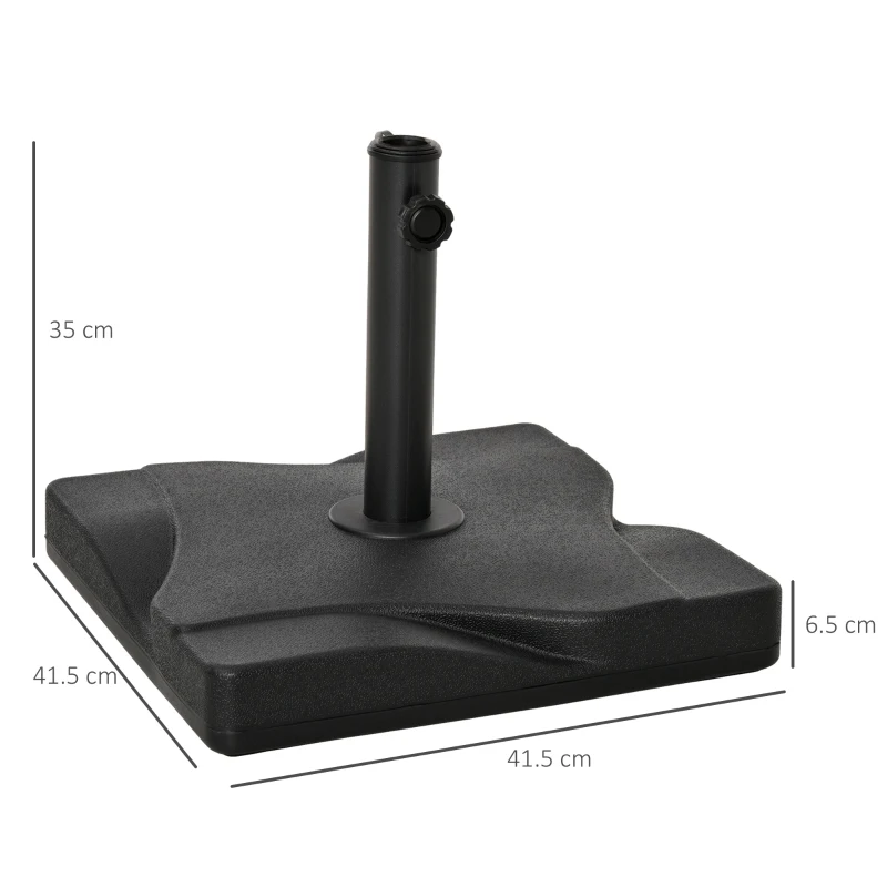 Outsunny Baza pentru Umbrela din Plastic de 20 kg pentru Stalpi de 35-38-48 mm, 41,5x41,5x35cm