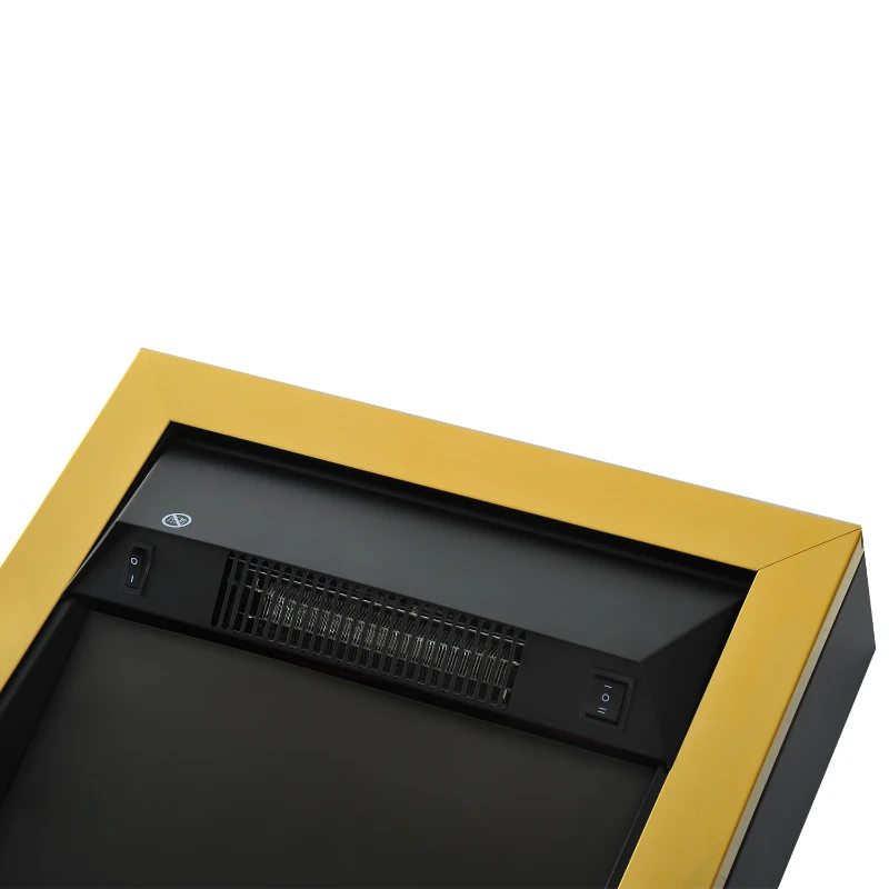 HOMCOM Șemineu Electric Încorporabil sau de Podea 2000W din Plastic și Metal, Auriu, 48x19x59cm