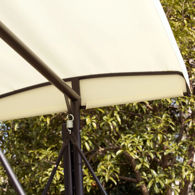 Outsunny Leagan Recliner de Gradina cu Acoperis Parasolar pentru 3 Persoane, 196 x 117 x 178cm Crem