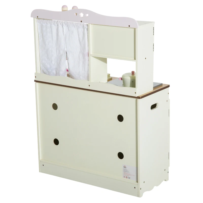 HOMCOM Bucatarie Jucarie in Lemn cu Unelte, Alb, 71x30x97.5cm