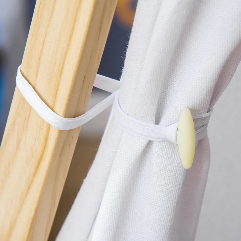 HOMCOM Cort Indian pentru Copii 3-6 Ani cu Usa si Fereastra din Lemn si Poliester, 130x111x136cm, Gri si Alb